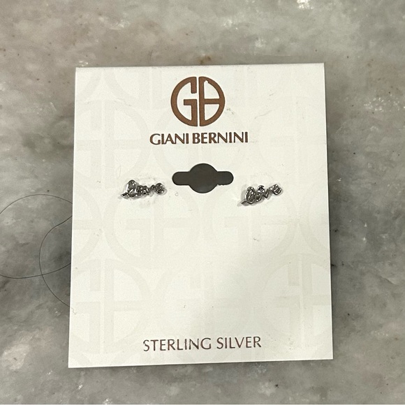 Love Script Stud Earrings in Sterling Silver New - Picture 4 of 8